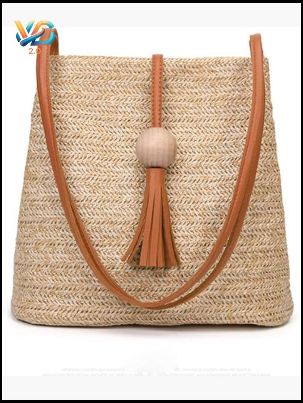 Straw Handwoven Crossbody Bucket Bag Tote Beach Summer Shoulder Tassel Bag